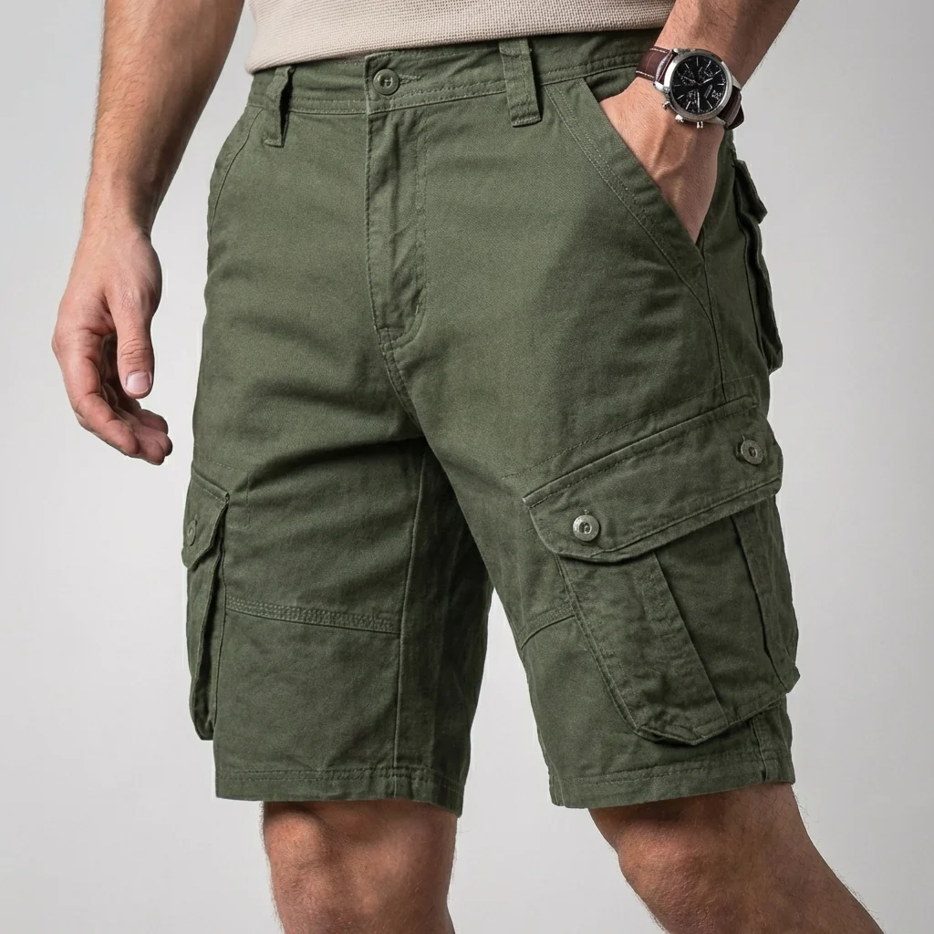 Theodore Relaxed Fit Cargo Shorts | Cargo Pockets Knee-Length Shorts - Image 4