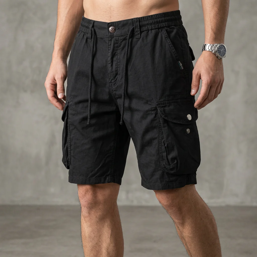 Theodore Relaxed Fit Cargo Shorts | Elastic Waist Drawstring Waist Cargo Shorts - Image 3