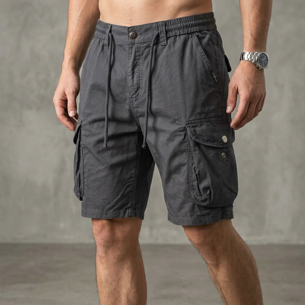 Theodore Relaxed Fit Cargo Shorts | Elastic Waist Drawstring Waist Cargo Shorts - Image 4