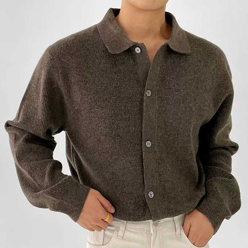 Theodore Ribbed Cardigan | Button Front Relaxed Fit Cardigan - Image 3