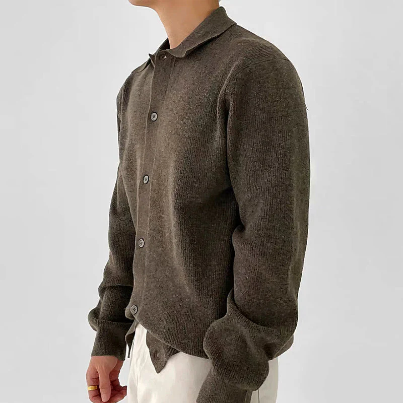 Theodore Ribbed Cardigan | Button Front Relaxed Fit Cardigan - Image 4