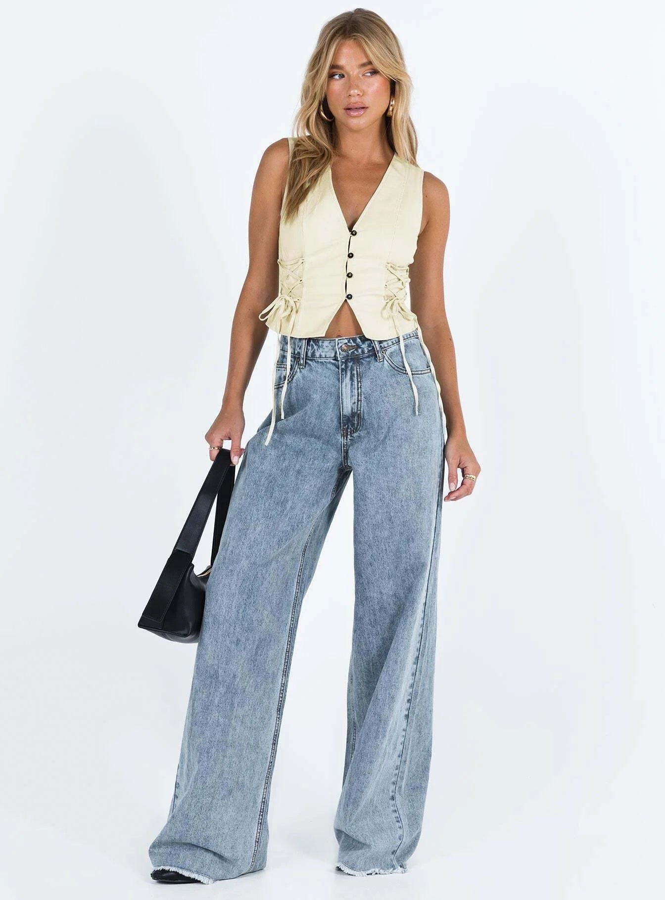 Viola Relaxed Wide-Leg Jeans | Raw Hem Five-Pocket Jeans - Image 3