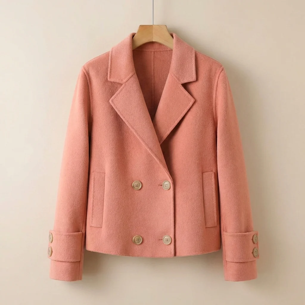 Viola Relaxed Fit Cropped Coat | Double-Breasted Short Coat - Image 4