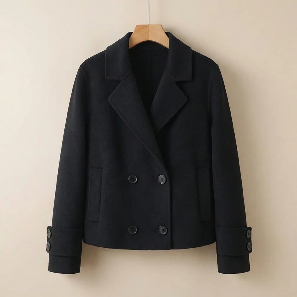 Viola Relaxed Fit Cropped Coat | Double-Breasted Short Coat - Image 6