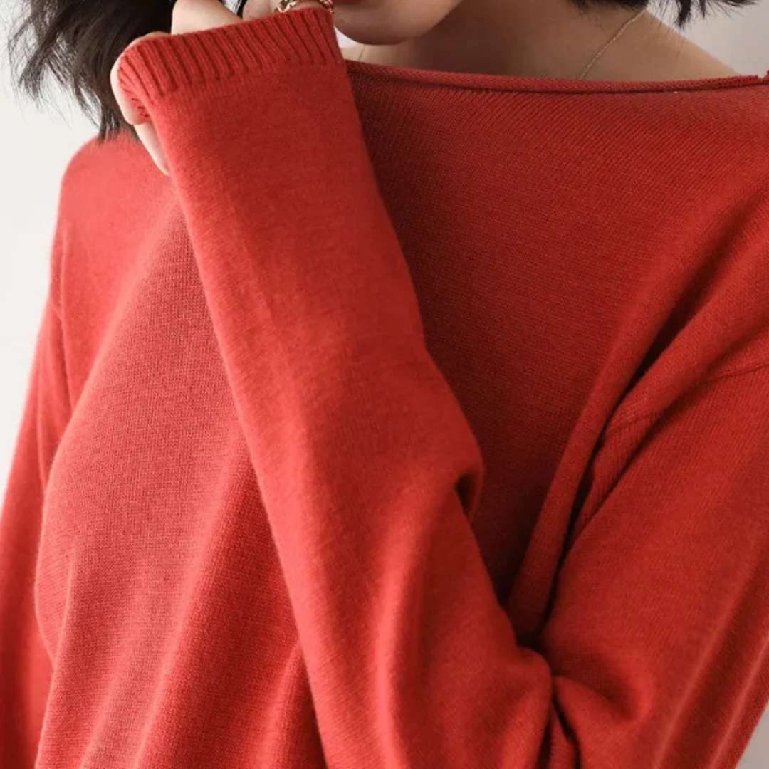 Vittoria Ribbed Relaxed Fit Knit Top | Scoop Neck Long Sleeve Knit Top - Image 2