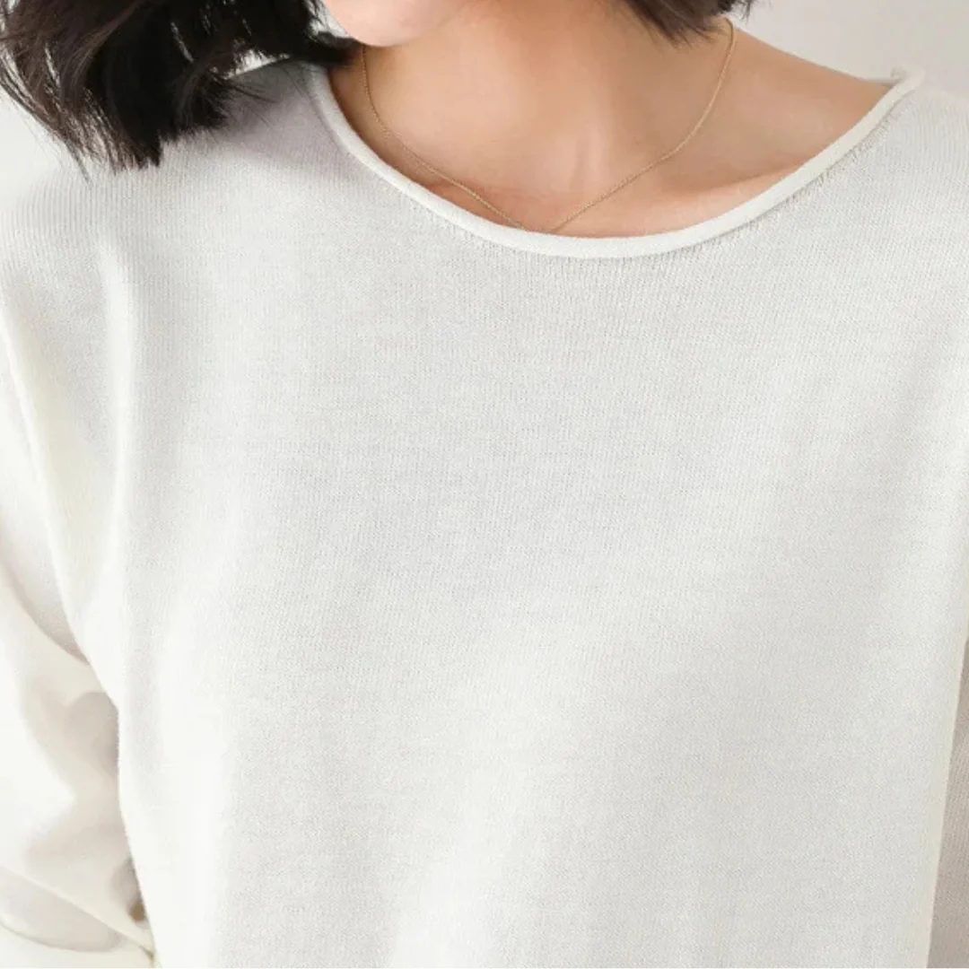 Vittoria Ribbed Relaxed Fit Knit Top | Scoop Neck Long Sleeve Knit Top - Image 5