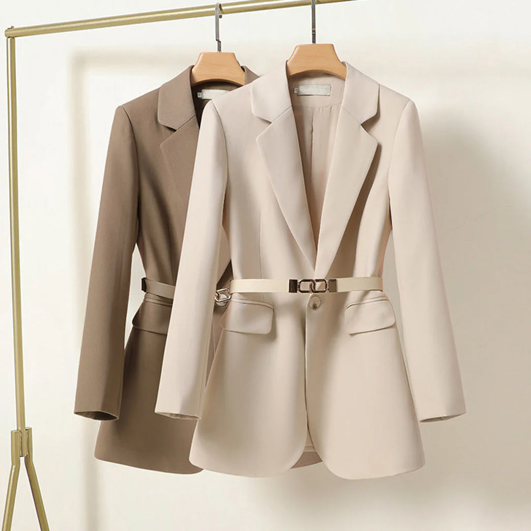 Women’s Blazer – Relaxed Fit – Tailored Waist – Belted – Single Button – Smart Casual