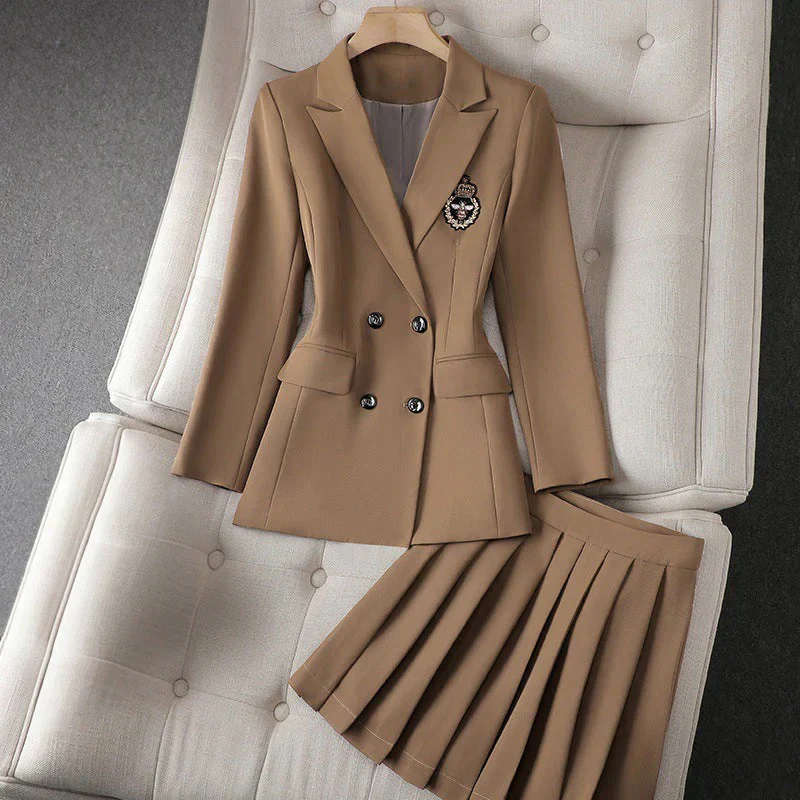 Women’s Blazer – Slim Fit – Wool Blend – Double Breasted – Crest Detail – Hip Length - Image 3
