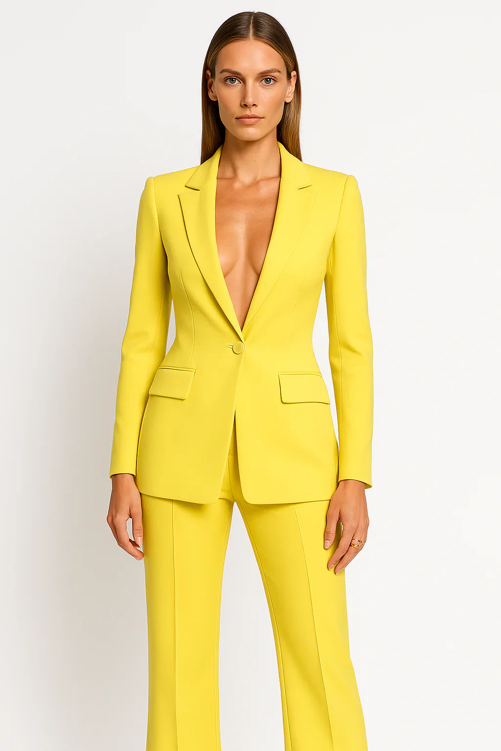 Women’s Blazer – Tailored Fit – Single Button – Shoulder Pads – Wool Blend - Image 4
