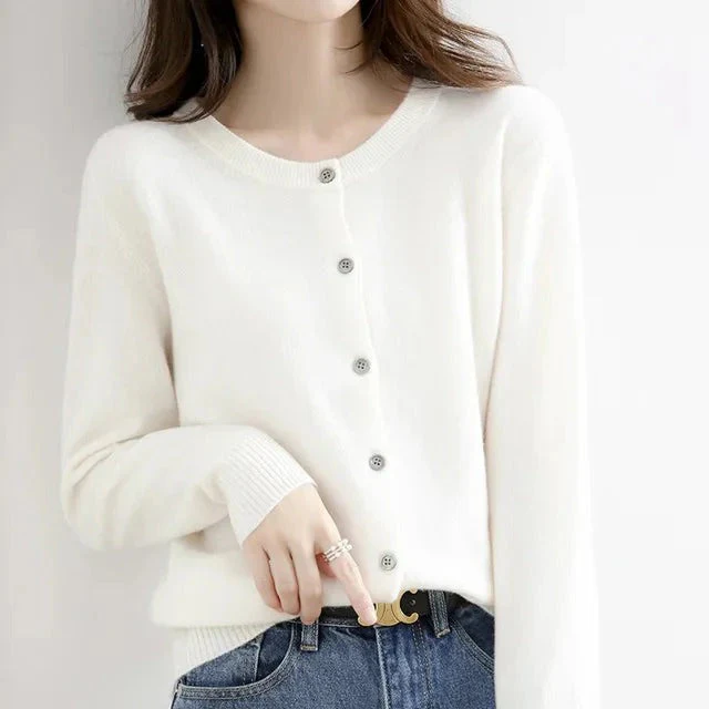 Women’s Cardigan – Wool – Regular Fit – Button Front – Ribbed Trim – Classic Style - Image 3