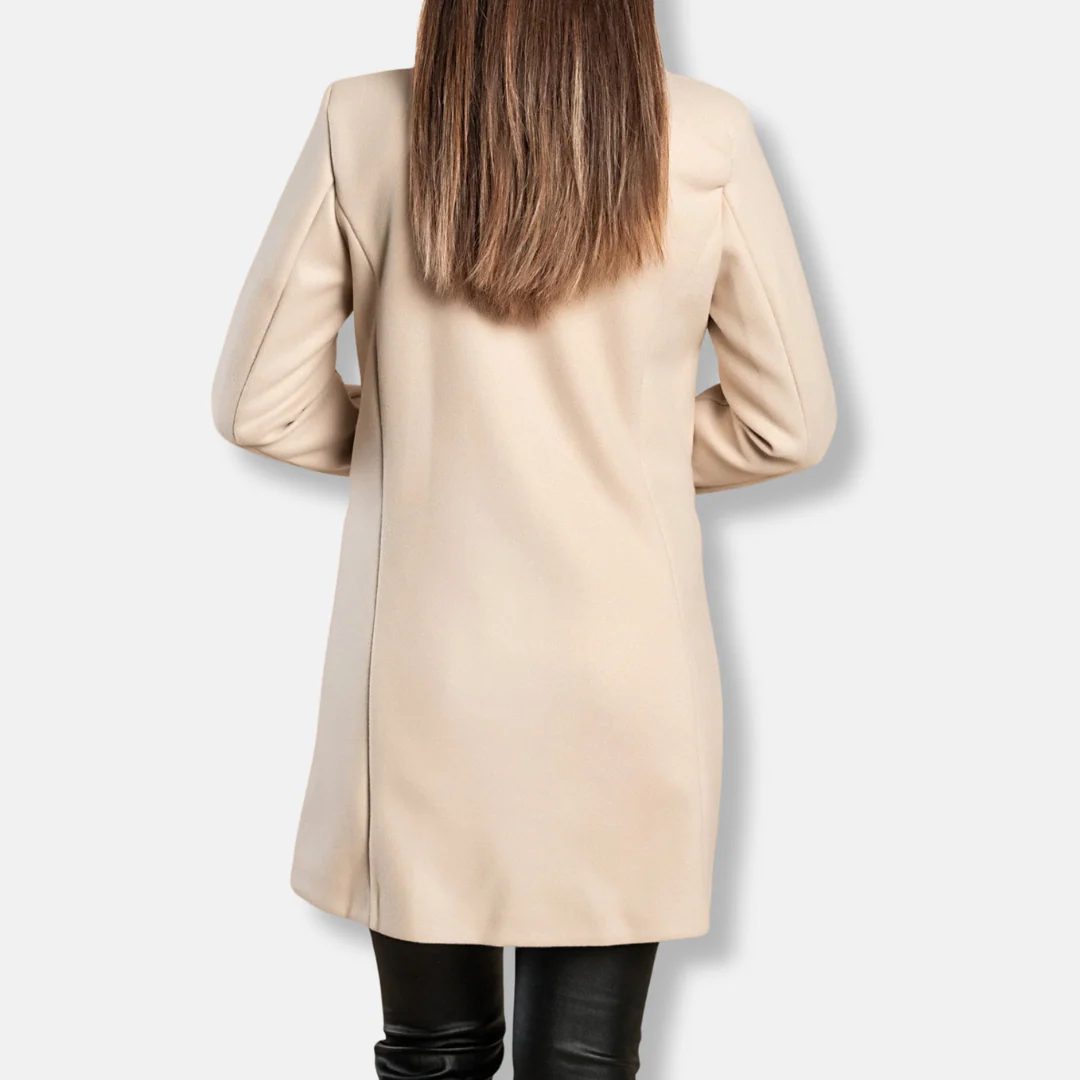 Women’s Coat – Tailored Structured Fit – Wool Blend – Mid-Thigh Length – Minimalist Lapels - Image 3