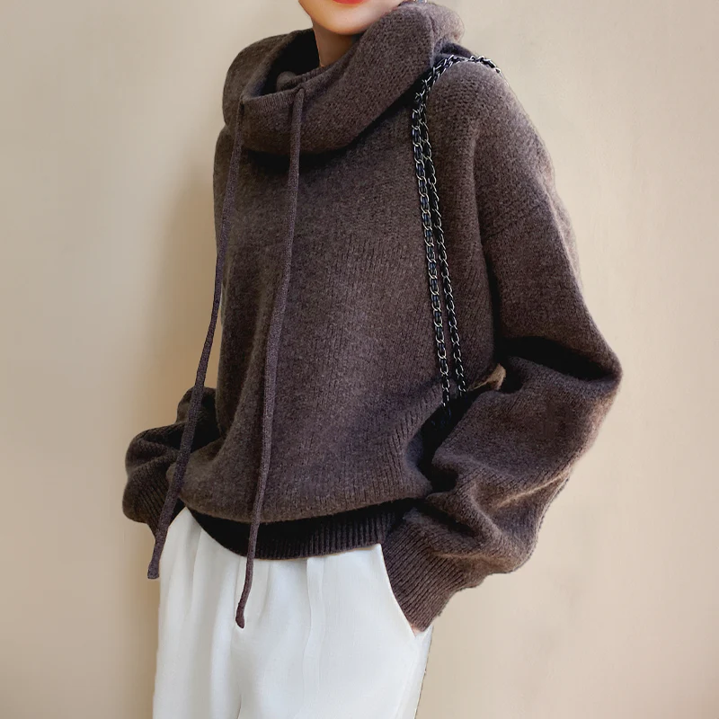 Women’s Hoodie – Oversized Relaxed Fit – Cowl Neck – Cotton Blend – Ribbed Details - Image 6