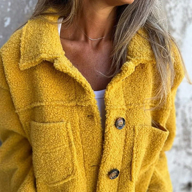 Women’s Jacket – Relaxed Fit – Wool-Like Texture – Wide Lapels – Patch Pockets - Image 3