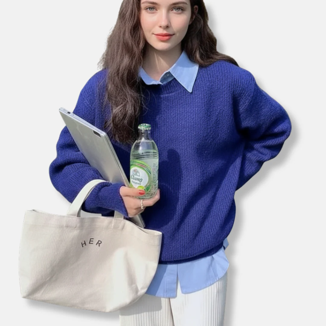 Women’s Knit Sweater – Oversized Fit – Ribbed Wool Blend – Casual Layered Style - Image 3