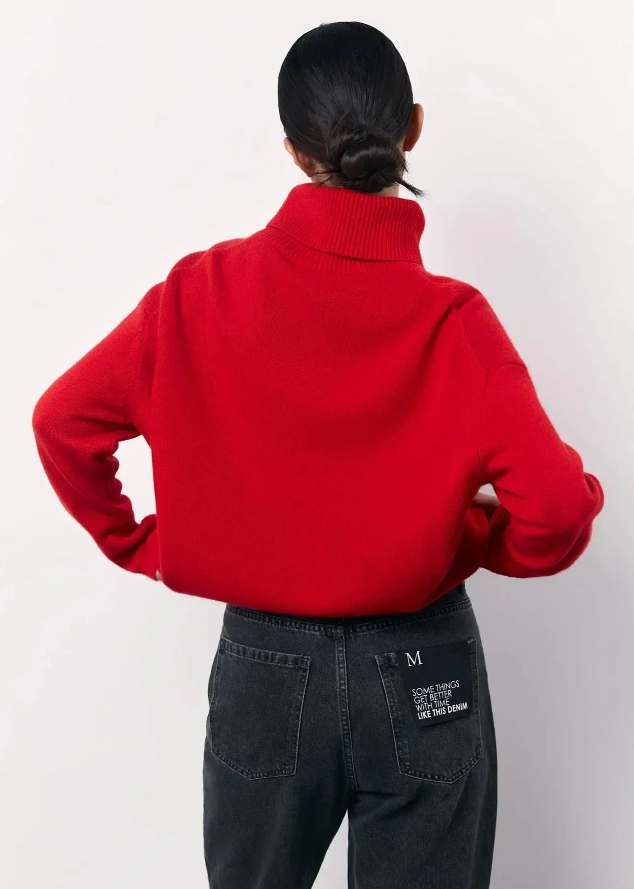 Women’s Knit Turtleneck Sweater – Oversized Fit – Wool Blend – Cropped Ribbed Hem - Image 3