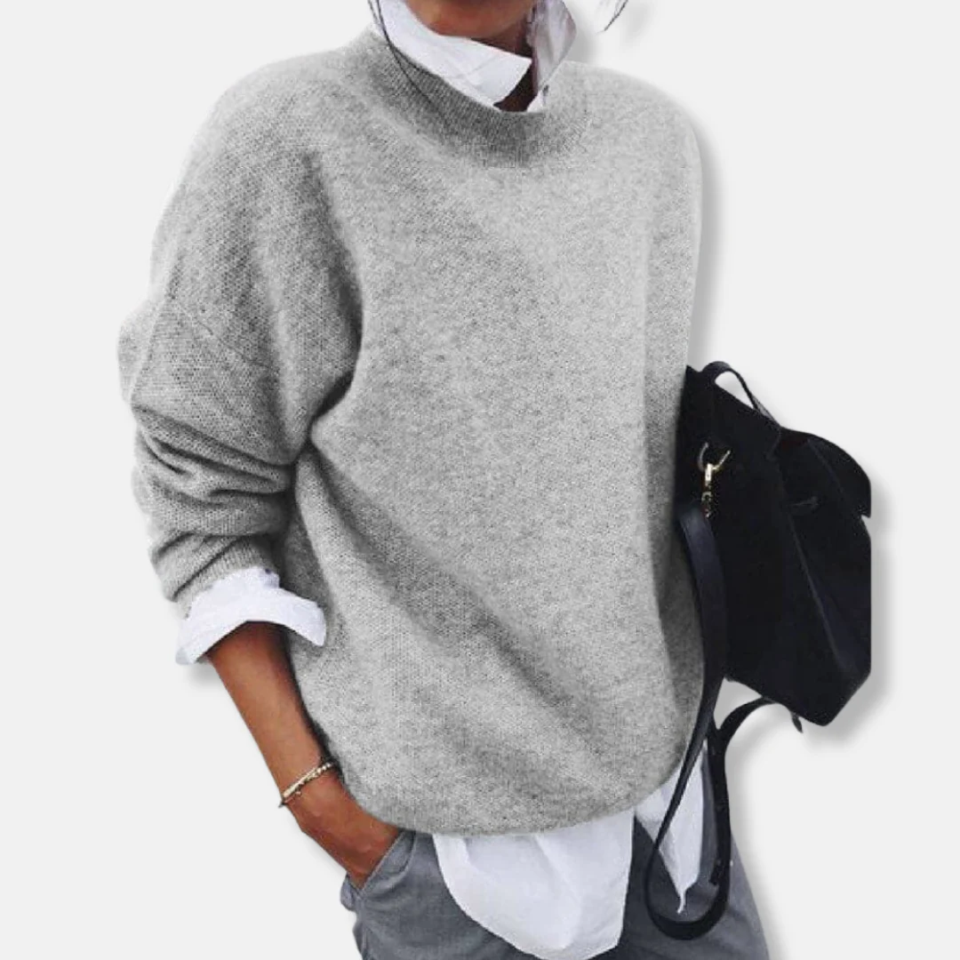 Women’s Knitted Sweater – Relaxed Fit – Wool Blend – Long Sleeve – Round Neck - Image 4