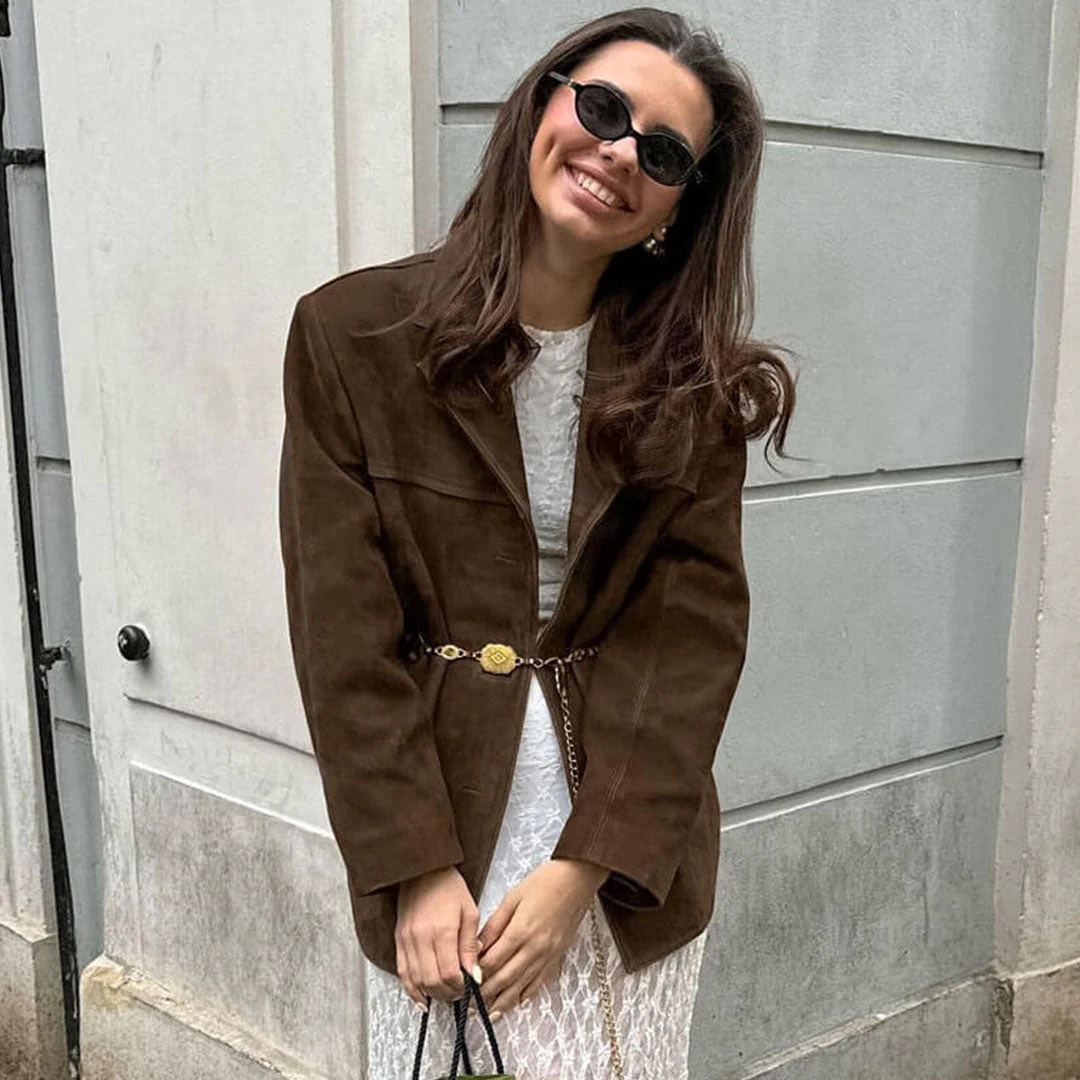 Women’s Oversized Blazer – Relaxed Fit – Soft Texture – Notched Lapel – Flap Pockets - Image 2