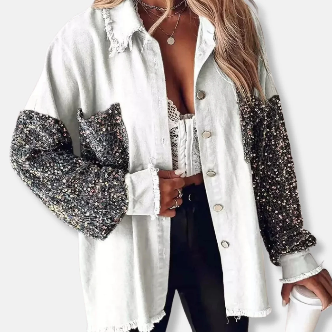 Women’s Oversized Jacket – Ribbed Texture – Button Front – Zebra Sleeve Detail - Image 3