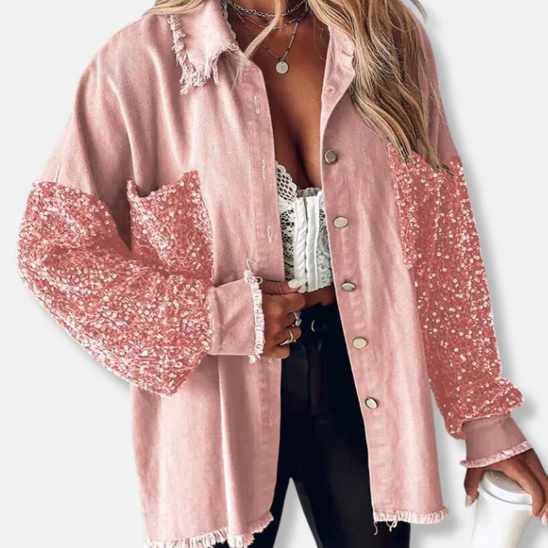 Women’s Oversized Jacket – Ribbed Texture – Button Front – Zebra Sleeve Detail - Image 4