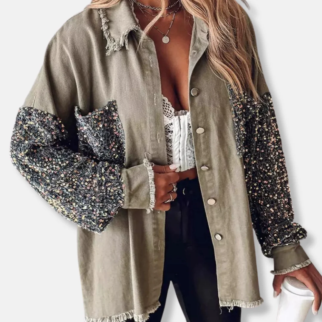 Women’s Oversized Jacket – Ribbed Texture – Button Front – Zebra Sleeve Detail - Image 5