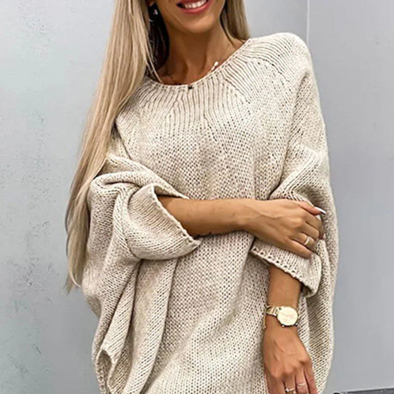 Women’s Pullover – Oversized Fit – Wool Blend – Batwing Sleeves – Tunic Length - Image 3