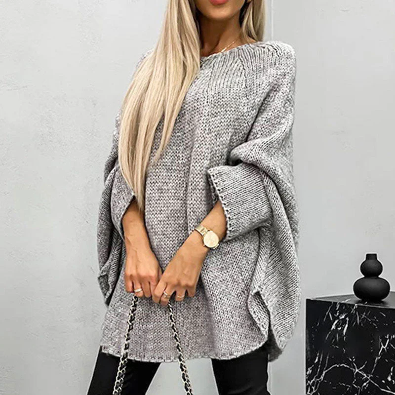 Women’s Pullover – Oversized Fit – Wool Blend – Batwing Sleeves – Tunic Length - Image 4