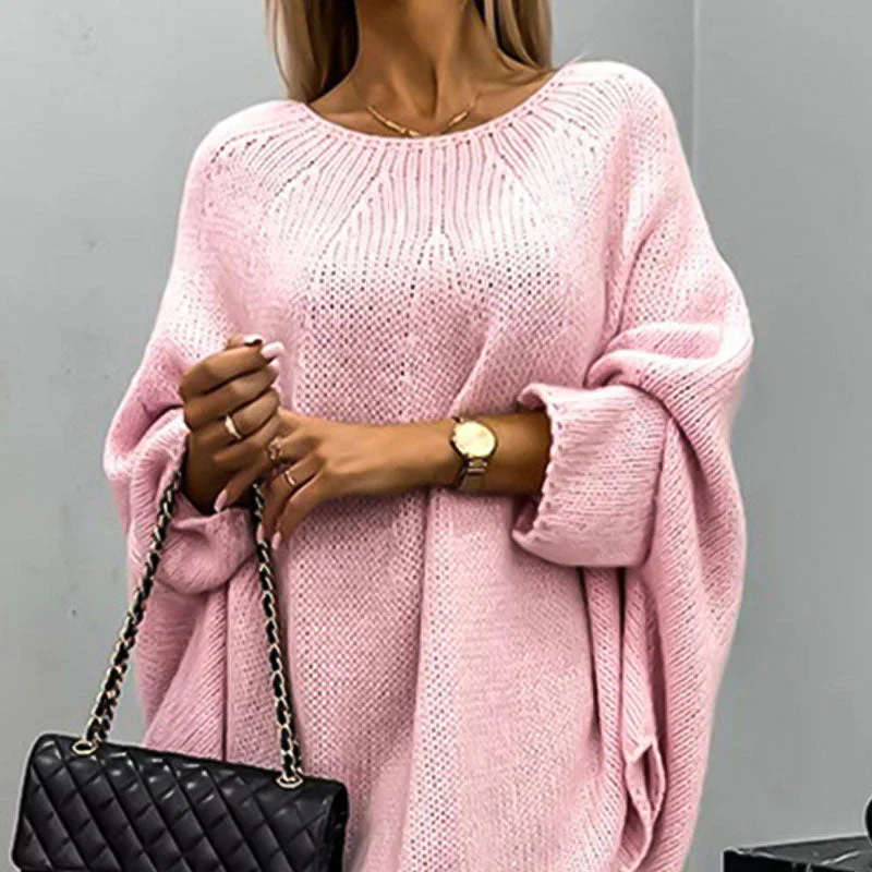 Women’s Pullover – Oversized Fit – Wool Blend – Batwing Sleeves – Tunic Length - Image 5