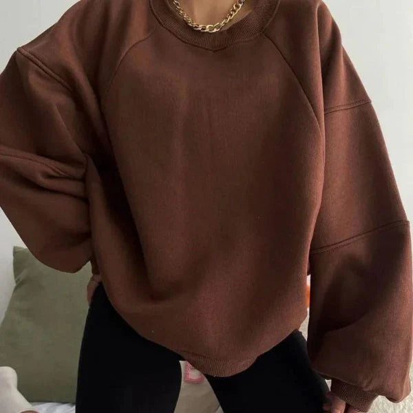 Women’s Pullover Sweater – Loose Fit – Soft Knit – Balloon Sleeves – Round Neck - Image 4