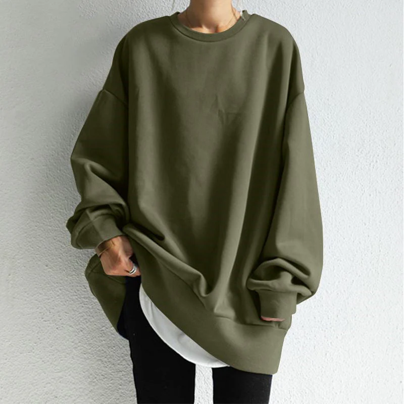 Women’s Pullover Sweater – Oversized Fit – Soft Knit – Crew Neck – Tunic Length - Image 3