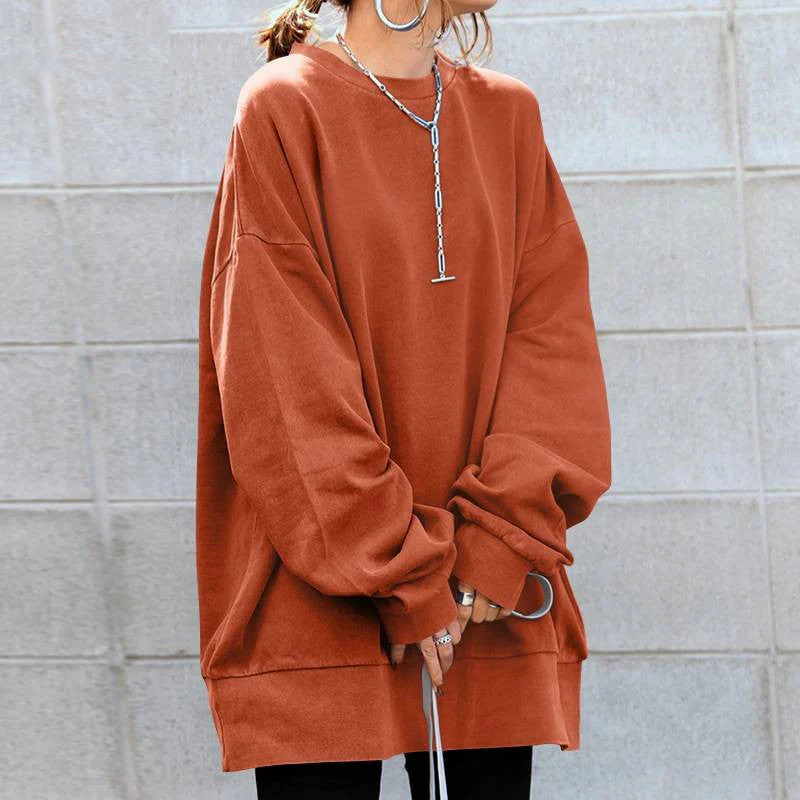 Women’s Pullover Sweater – Oversized Fit – Soft Knit – Crew Neck – Tunic Length - Image 4