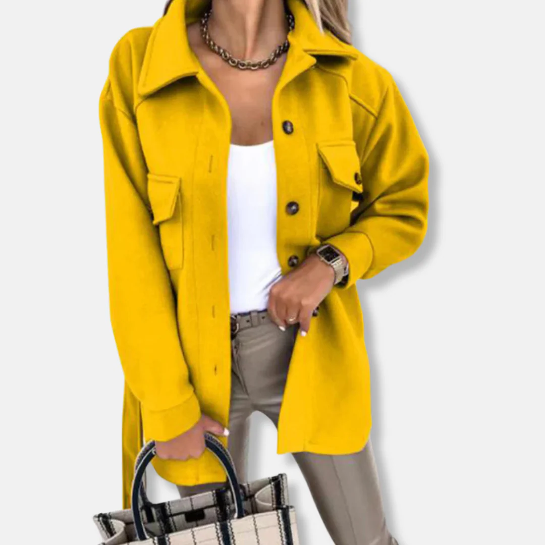 Women’s Shacket Jacket – Oversized Relaxed Fit – Wool Feel – Longline with Chest Pockets - Image 6