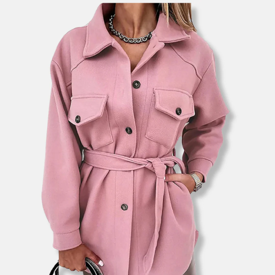 Women’s Shacket Jacket – Oversized Relaxed Fit – Wool Feel – Longline with Chest Pockets - Image 7