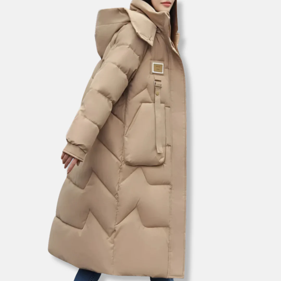 Women’s Trench Coat – Oversized Relaxed Fit – Quilted Long Insulated Hooded Design - Image 3