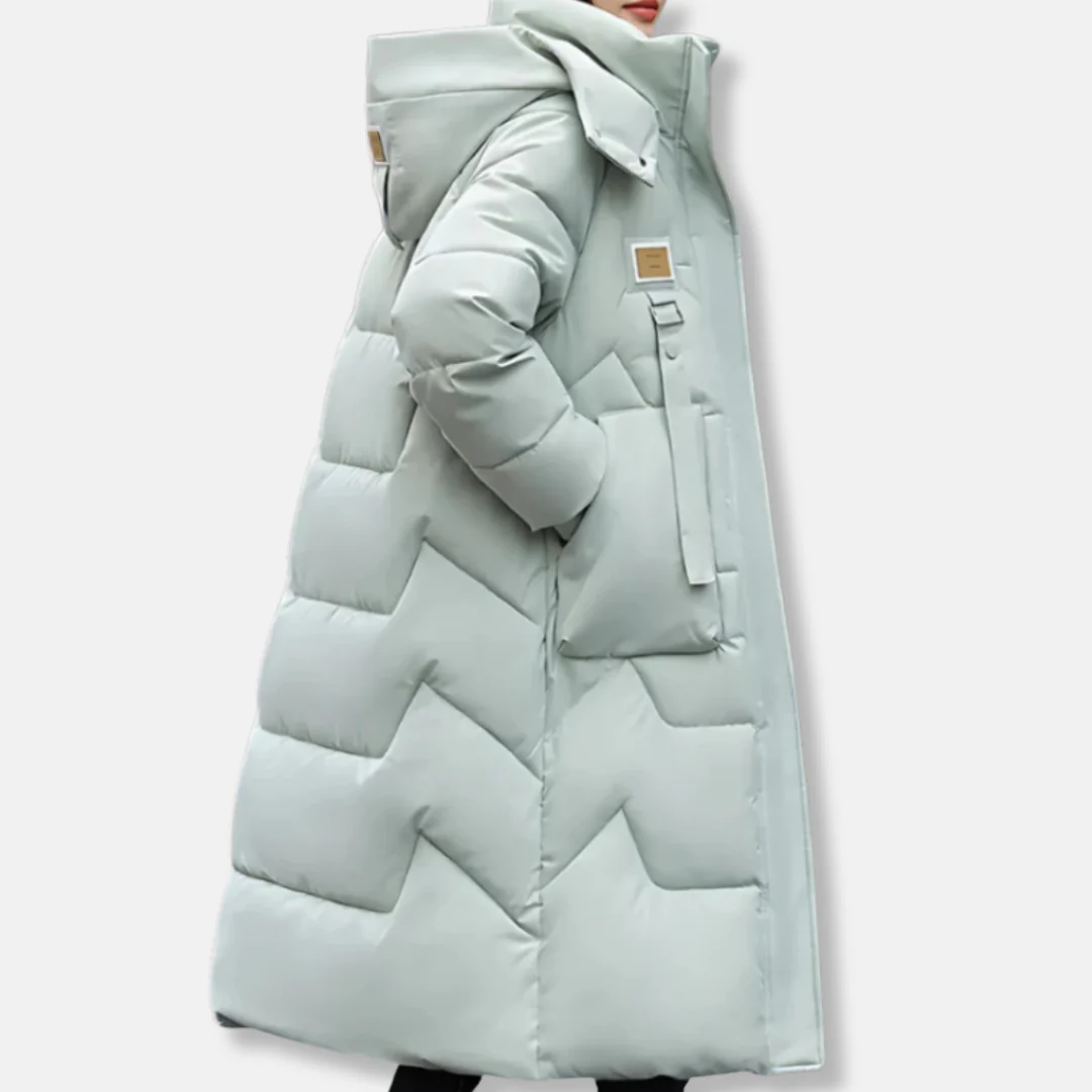 Women’s Trench Coat – Oversized Relaxed Fit – Quilted Long Insulated Hooded Design - Image 5