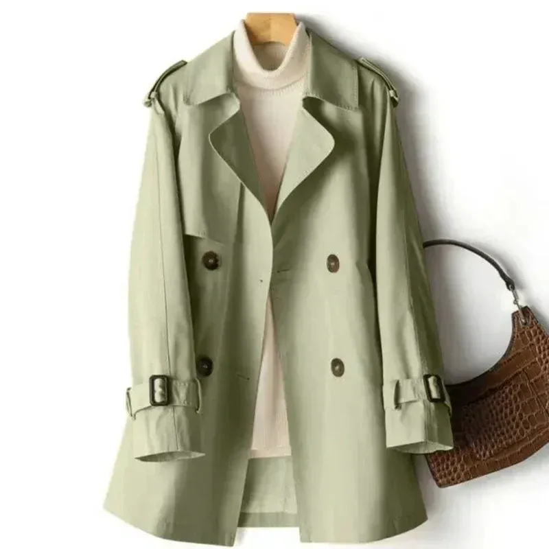 Women’s Trench Coat – Tailored Fit – Double Breasted – Epaulettes – Belted Sleeves - Image 3
