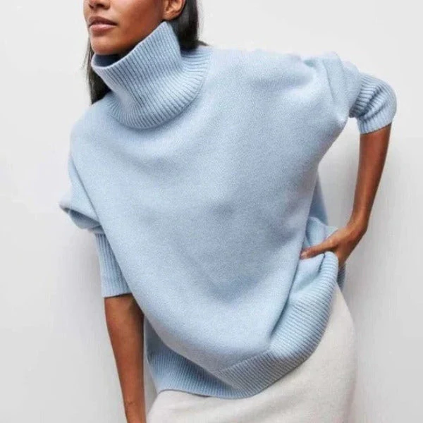 Women’s Turtleneck Sweater – Oversized Fit – Wool Blend – Dropped Shoulders – Ribbed Trim - Image 5