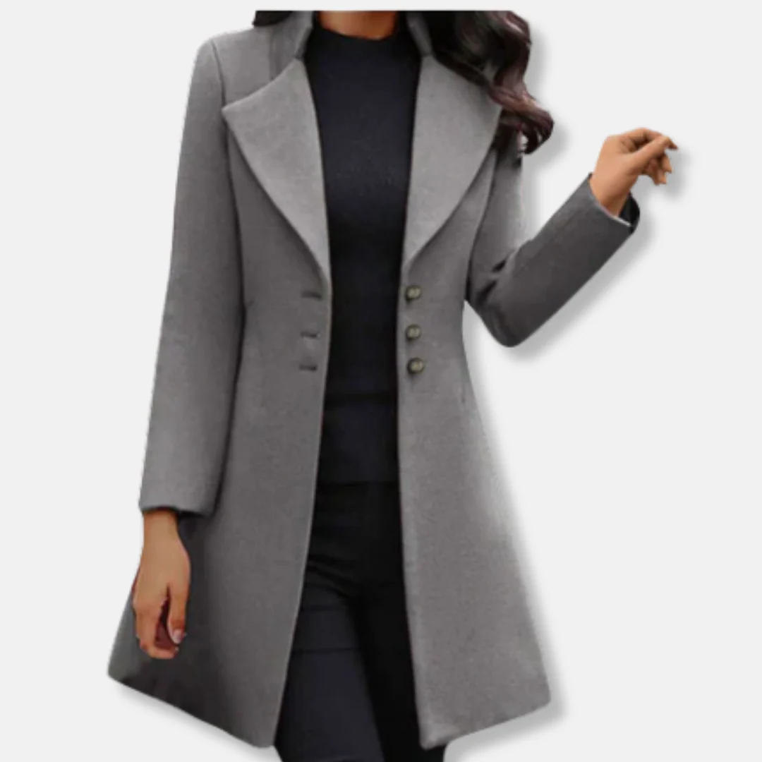 Women’s Wool Coat – Slim Fit – Mid-Length – Double-Breasted – Notched Lapel - Image 4
